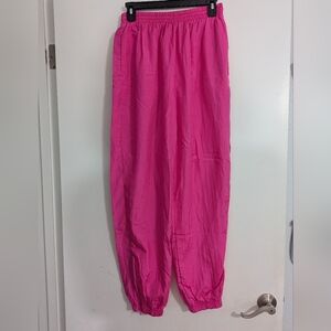 Vintage Vibrant Pink Windbreaker Pants - Petite And Pockets